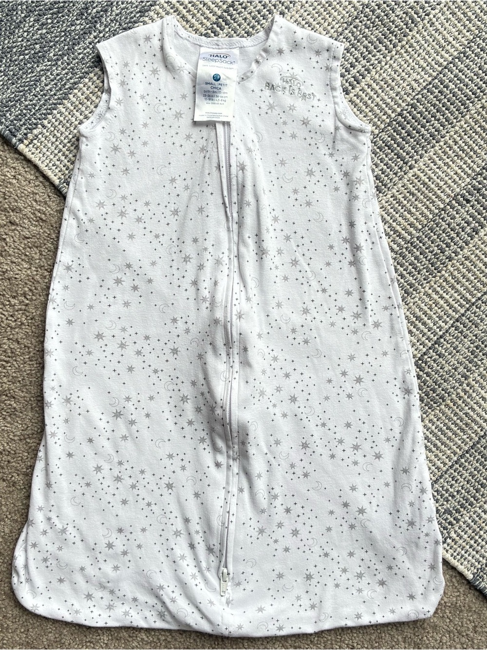 Halo White and Silver Star Print Sleeveless Sleep Sack
